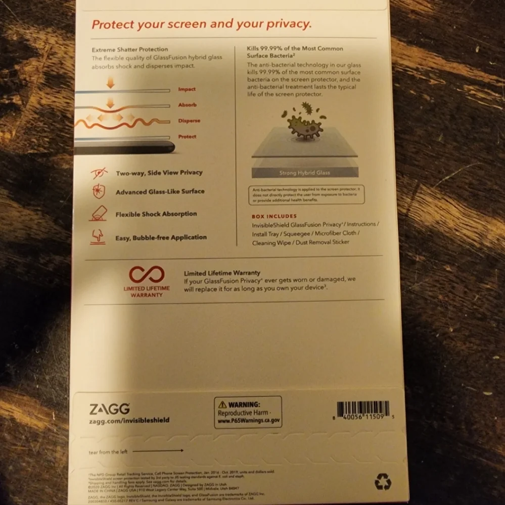 Invisible Shield Glass Fusion Privacy Samsung S20 Ultra Screen Protector